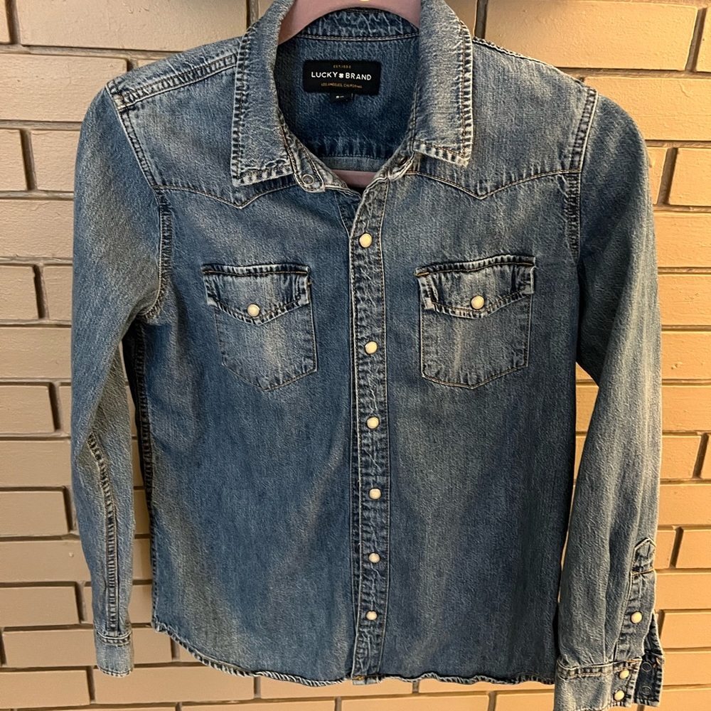 denim shirt with snaps